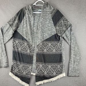 Maurices Sweater Womens Medium Gray Open Front Hooded Outdoor Cardigan